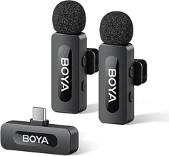BOYA BY-V20 2.0 Ultracompact 2-Person Wireless Microphone System with USB-C Connector for Mobile Devices