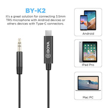 BOYA by-K2 3.5mm TRS Male to Type-C Male Adapter Cable