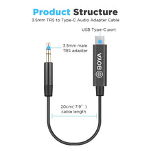 BOYA by-K2 3.5mm TRS Male to Type-C Male Adapter Cable